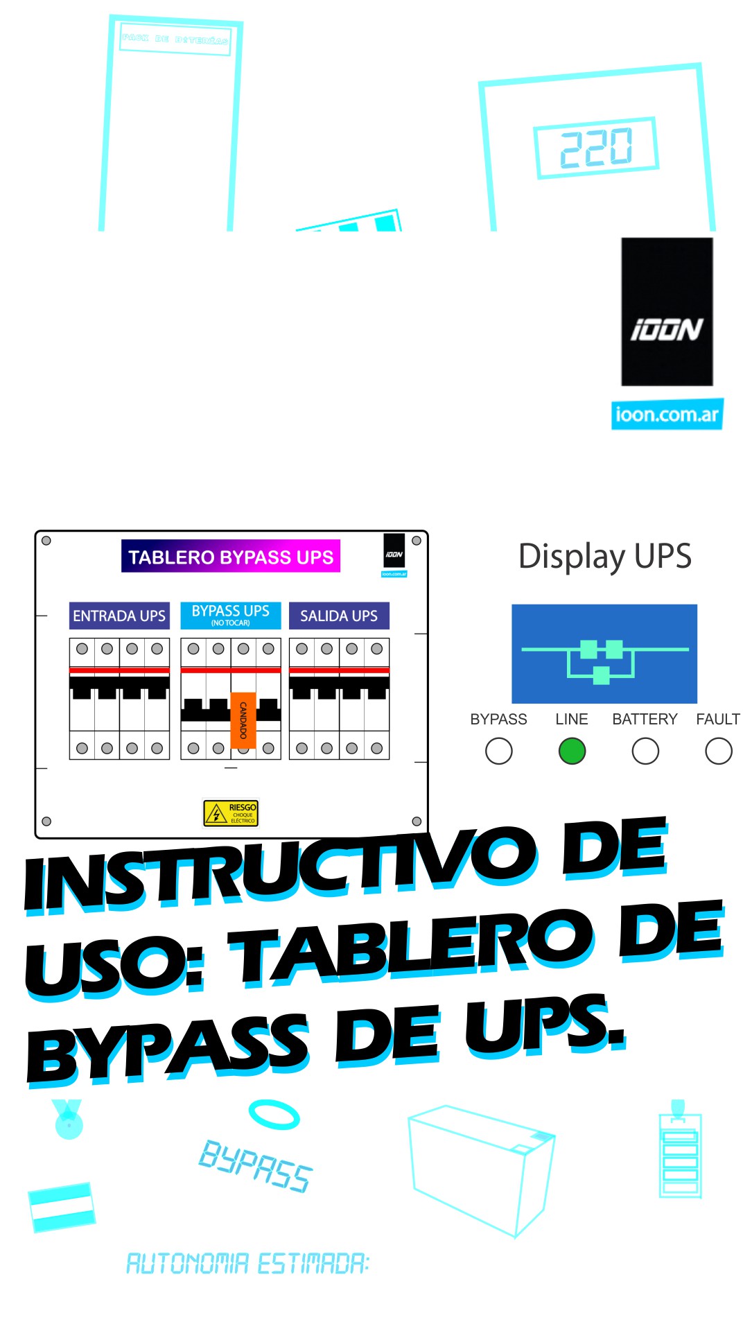 Instrucciones de uso de tablero eléctrico de bypass para UPS