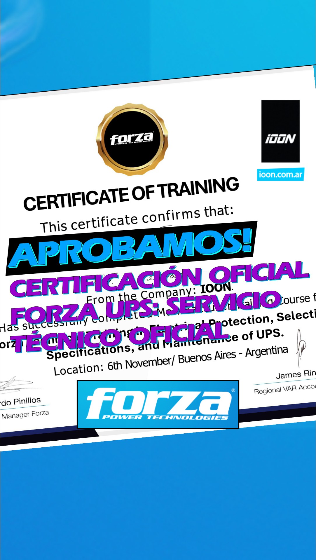 Certificamos como servicio técnico oficial Forza UPS